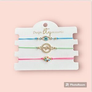 Macrame String Evil Eye Lucky Boho Bracelet NEW Set of 3